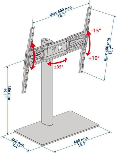 Meliconi Stand 400 Επιτραπέζια Βάση Τηλεόρασης έως 55" και 30kg