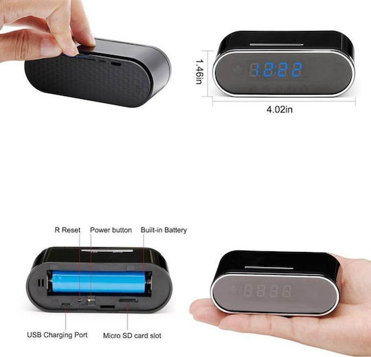 Factory Κρυφή Κάμερα WiFi Ρολόι 1080p με Υποδοχή για Κάρτα Μνήμης και Ανιχνευτή Κίνησης