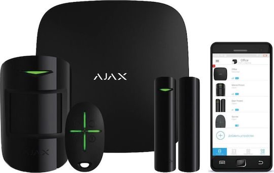Ajax Systems StarterKit Wireless Alarm System with Motion Detector , Door Sensor , Remote and Hub (GSM) Black