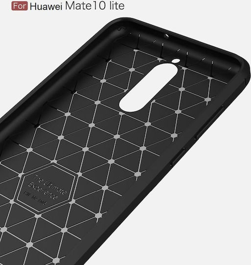 Hurtel Carbon Fiber Brushed Back Cover Σιλικόνης Μαύρο (Huawei Mate 10 Lite)