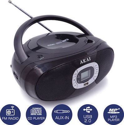 Akai Φορητό Ηχοσύστημα με CD / USB / Ραδιόφωνο σε Μαύρο Χρώμα