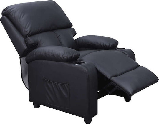 Sonntag Sessel Entspannen Massage mit Fußhocker aus Künstliches Leder Schwarz 72x89x106cm
