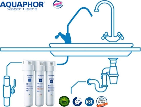 Aquaphor Crystal M Wasserfiltrationssystem Unter der Spüle mit Wasserhahn & Ersatzfilter