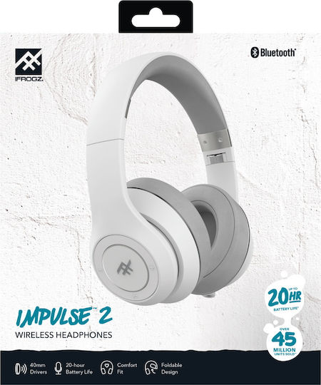 iFrogz Impulse 2 Ασύρματα Bluetooth Over Ear Ακουστικά με 20 ώρες Λειτουργίας Λευκά