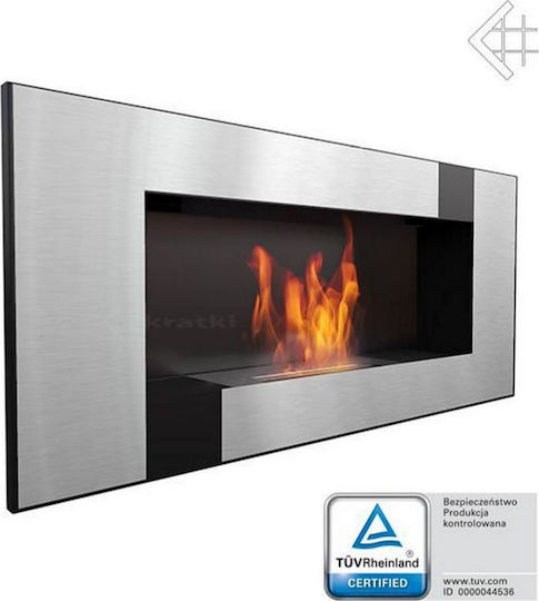 Kratki Delta 2 Qube Tuv Επιτοίχιο Τζάκι Βιοαιθανόλης Εσωτερικού Χώρου Μαύρο 90x14.7x40cm