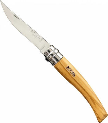 Opinel Slim Line No.12 Olive Wood Pocket Knife Brown with Blade made of Stainless Steel