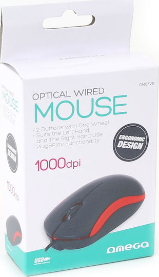 Omega OM07V Wired Wired Mouse Red