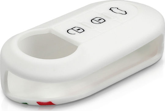 Silicone Car Key Cover Case with 3 Buttons for Fiat / Lancia White