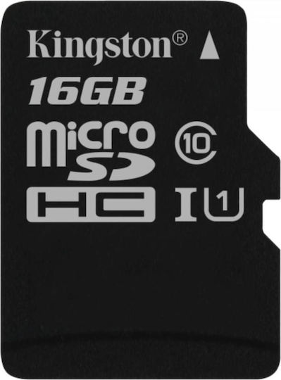 Kingston Canvas Select microSDHC 16GB U1 UHS-I 80MB/s με αντάπτορα