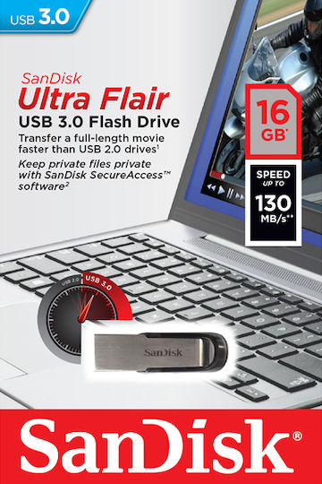 Sandisk Ultra Flair 16GB USB 3.0 Stick Black