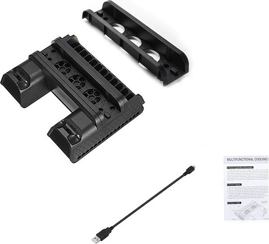 Dobe Cooling Fan Game Storage Slots Game Controller Cha Βάση Φόρτισης για 2 χειριστήρια PS4 Μαύρη TP4-882