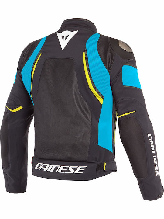 Dainese Dinamica Air D-Dry Καλοκαιρινό Ανδρικό Μπουφάν Μηχανής Αδιάβροχο Black / Fire Blue / Fluo Yellow