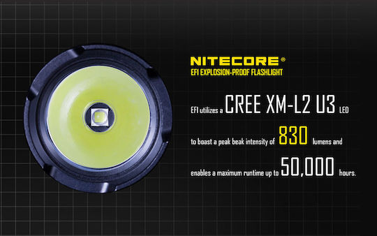NiteCore Explosive-proof Flashlight LED IP67 with Maximum Brightness 830lm EF1 2xCR123 Black