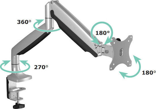 Icy Box Suport Birou Monitor până la 32" cu Braț Argintie (IB-MS503-T)