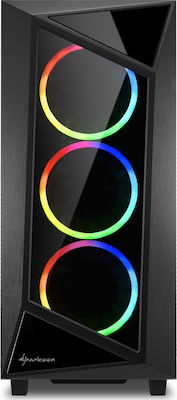 Sharkoon REV200 Gaming Midi Tower Computer Case with Window Panel and RGB Lighting Black