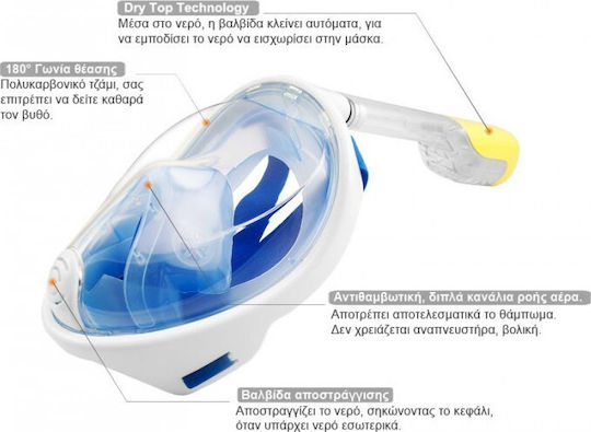 BlueMar Diving Mask Silicone Full Face Ninja Free Breath Black