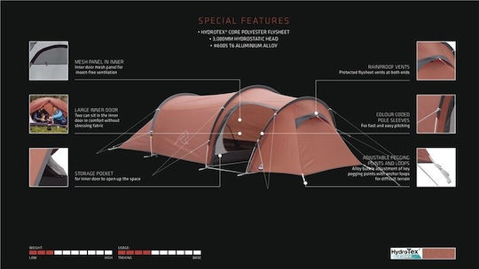 Robens Arrow Head Camping Tent Tunnel Red with Double Cloth 4 Seasons for 1 Person Waterproof 3000mm 270x80x95cm