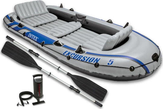 Intex Excursion 5 Aufblasbares Boot 5 Personen Gray mit Rudern & Pumpe 366x168cm