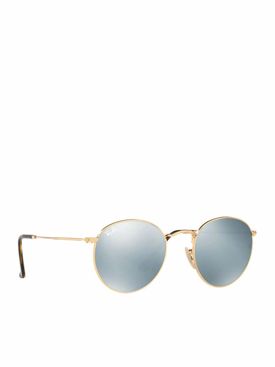 Ray Ban Round Metal Unisex Γυαλιά Ηλίου με Χρυσό Μεταλλικό Σκελετό και Μπλε Καθρέφτη Φακό RB3447N 001/30