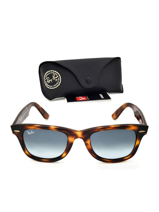Ray Ban Wayfarer Ease Unisex Sunglasses with Brown Tartaruga Plastic Frame and Blue Gradient Lens RB4340 63973M