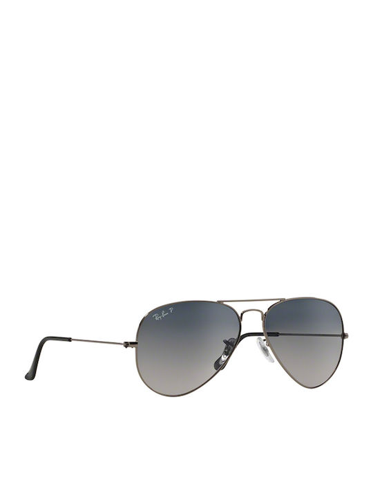 Ray Ban Aviator Unisex Sonnenbrille mit Silber Metall Gestell und Blau Verlaufsfarbe Polarisiert Linse RB3025 004/78