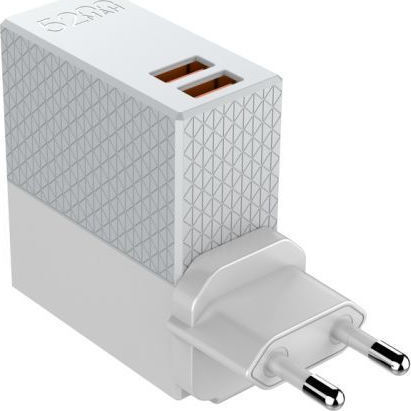 Ldnio PA606 Power Bank 5200mAh με 2 Θύρες USB-A Λευκό