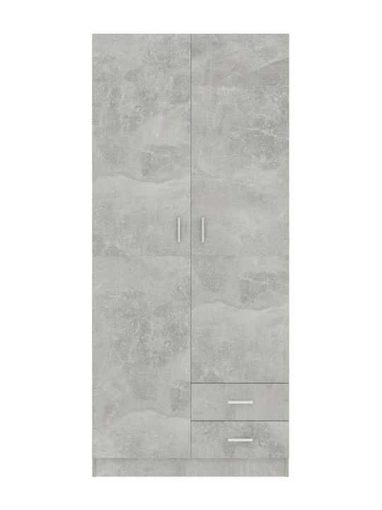 Double Door Wardrobe Grey Concrete Grey 80x52x180cm