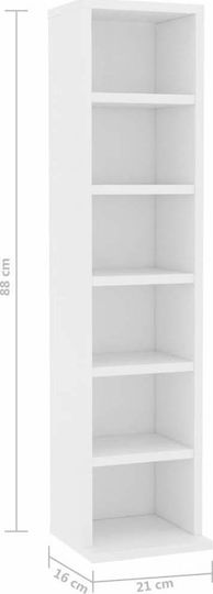 vidaXL Етажерка за под 108 CD White 21x20x88см