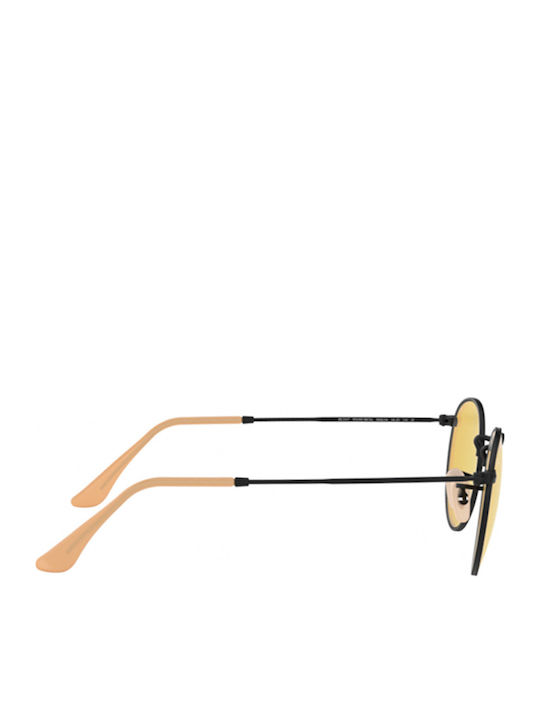 Ray Ban Round Metal Sunglasses with Black Metal Frame and Yellow Lens RB3447 9066/4A