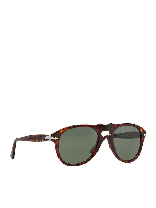 Persol Unisex Sunglasses with Brown Tartaruga Plastic Frame and Green Lens PO0649S 24/31
