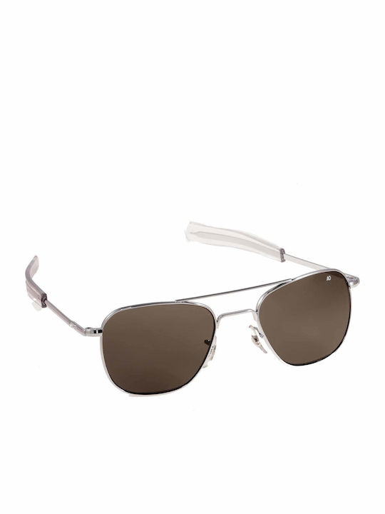 American Optical Original Pilot Men's Sunglasses with Silver Metal Frame and Gray Lens