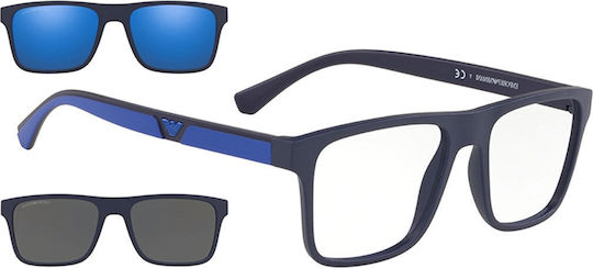 Emporio Armani Plastic Eyeglass Frame with Clip On Navy Blue EA4115 57591W