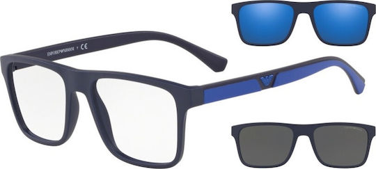Emporio Armani Plastic Eyeglass Frame with Clip On Navy Blue EA4115 57591W