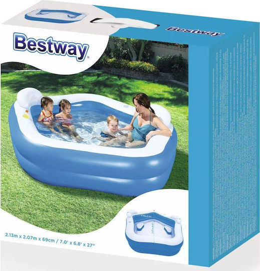 Bestway Round Inflatable PVC Swimming Pool 575lt with Hydromassage 213x69cm Blue