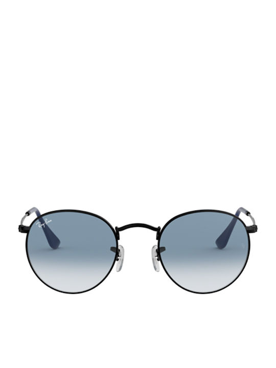 Ray Ban Round Metal Unisex Sunglasses with Black Metal Frame and Blue Gradient Mirror Lens RB3447 006/3F