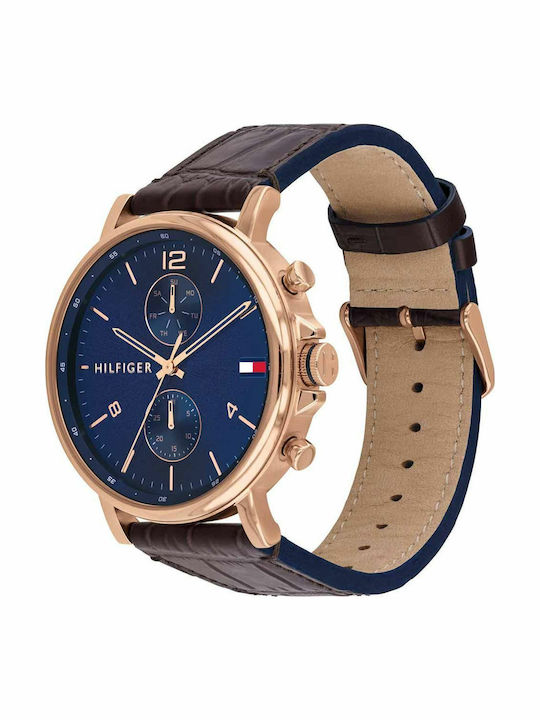 Tommy Hilfiger Daniel Men's Watch 44mm Chronograph Battery with Brown Leather Strap