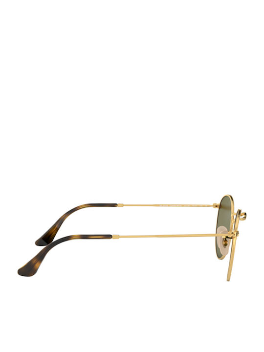 Ray Ban Round Metal Sunglasses with Gold Metal Frame and Purple Mirror Lens RB3447N 001/8O