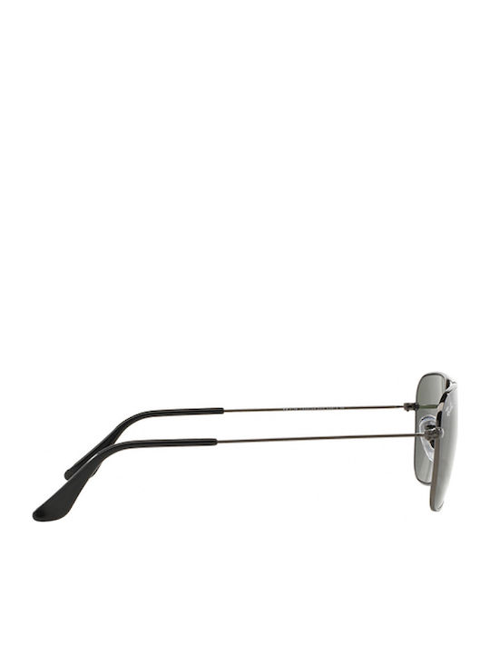 Ray Ban Caravan Men's Sunglasses with Silver Metal Frame and Green Lens RB3136 004