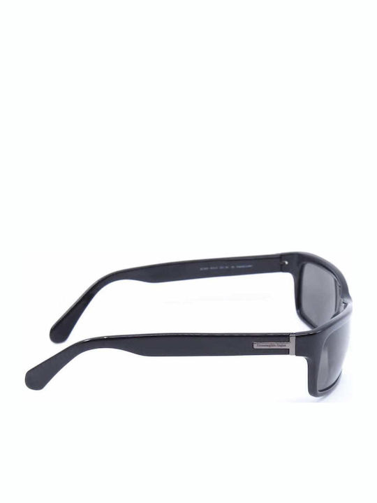 Zegna Men's Sunglasses with Black Plastic Frame and Black Lens SZ3523 700