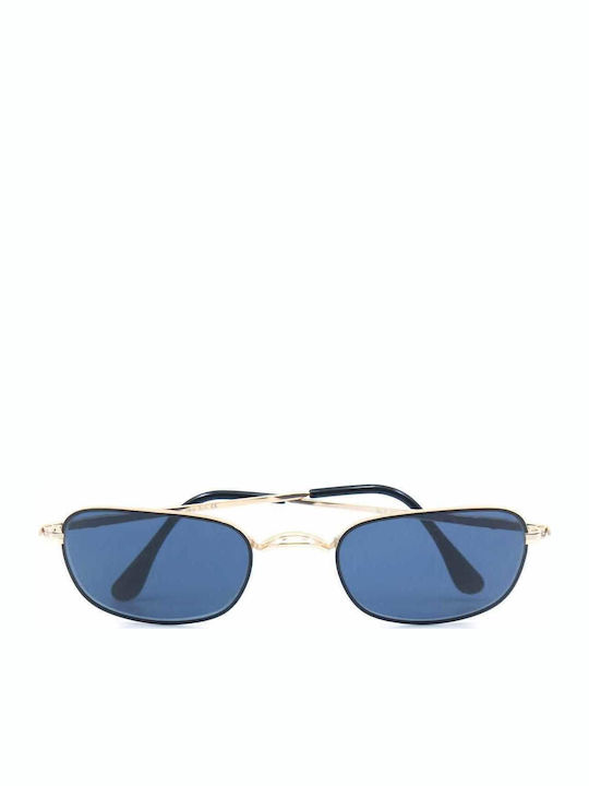 Sisley Men's Sunglasses with Black Metal Frame and Blue Lens SLY264 110