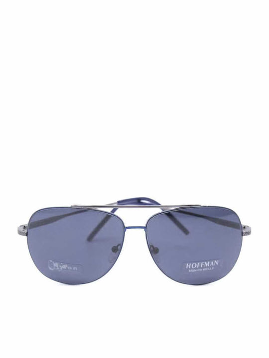 Hoffman Sunglasses Silver with Metal Frame & Black Lens