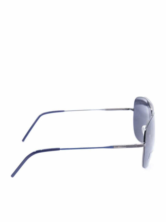 Hoffman Men's Sunglasses with Silver Metal Frame and Black Lens 8152 C2