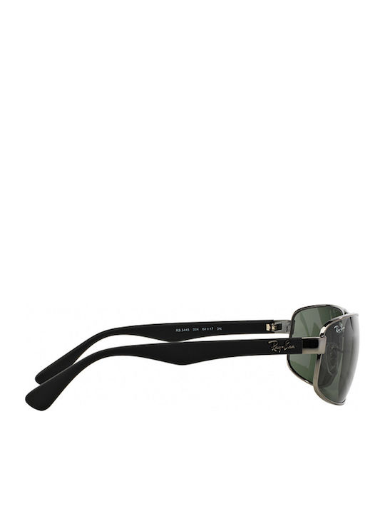 Ray Ban Herren Sonnenbrille mit Silber Metall Gestell und Grün Linse RB3445 004