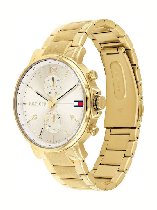 Tommy Hilfiger Daniel Мъжки Часовник 44мм Хронограф На Батерия Със Златист Неръждаем Стоманен Гривна