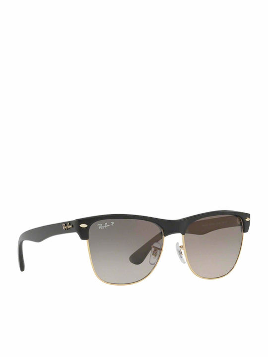 Ray Ban Clubmaster Oversized Unisex Sunglasses with Black Horn-Rimmed Frame and Grey Gradient Polarized Lens