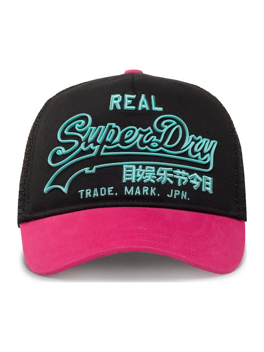 Premium Goods Outline Women's Trucker Cap Black/Fluro Pink