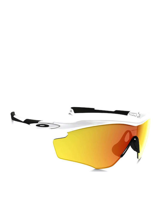 Oakley M2 Frame XL Men's Sunglasses with White Plastic Frame and Orange Mirror Lens OO9343-05