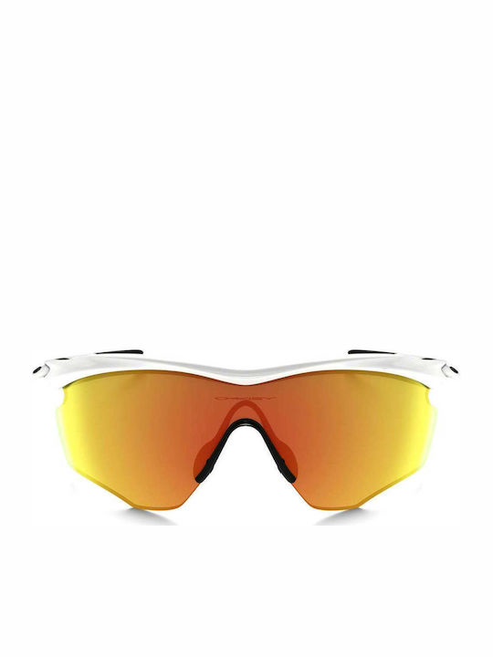 Oakley M2 Frame XL Men's Sunglasses with White Plastic Frame and Orange Mirror Lens OO9343-05