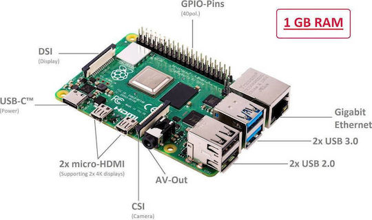 Raspberry Pi 4 Model B Barebone (Cortex-BCM2711 / 1GB DDR4)
