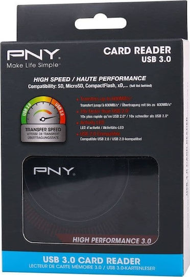 PNY High Performance Card Reader USB 3.0 για SD/microSD/MemoryStick/CompactFlash/xD